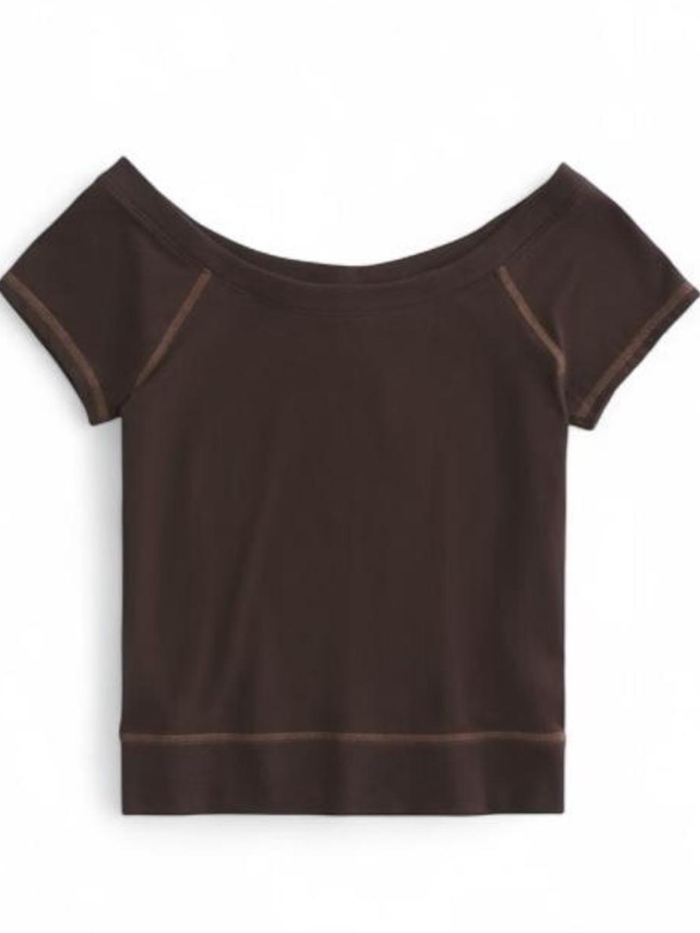 NEW WITH TAGS - Hollister Branded Scoop Off the Shoulder Brown T shirt